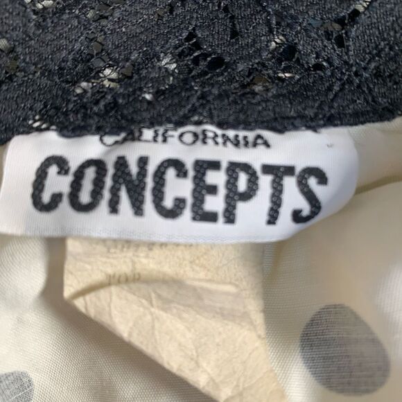 Vintage 90s Black Oversized Blazer Jacket Patchwork Polka Dot Floral Lace Collar - Picture 7 of 9